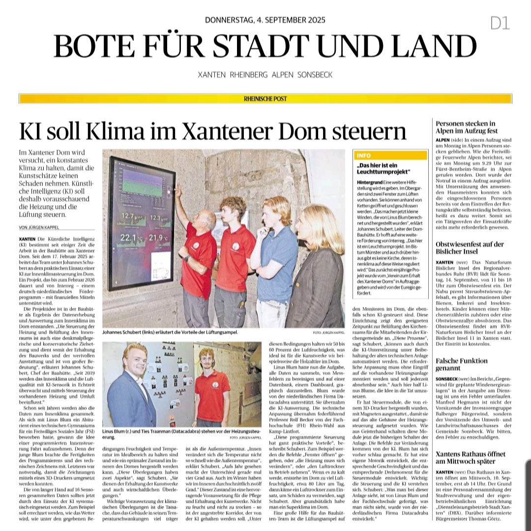 RP-Bericht Projekt Innenklima Bericht zum Projekt der Dombauhütte mit der Hochschule Rhein-Waal und Datacadabra