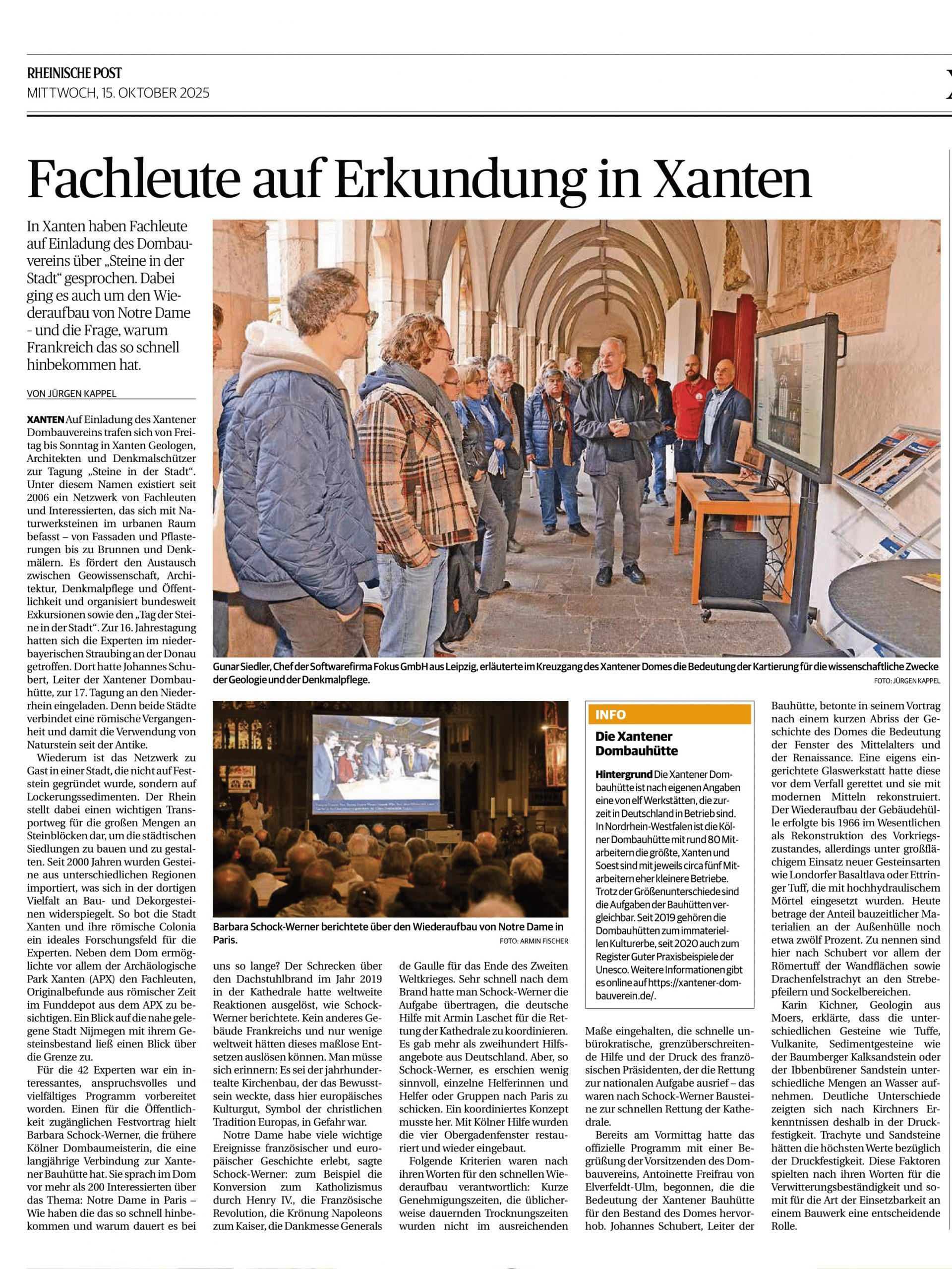 RP vom 15.10.25 Artikel zur Tagung Steine in der Stadt